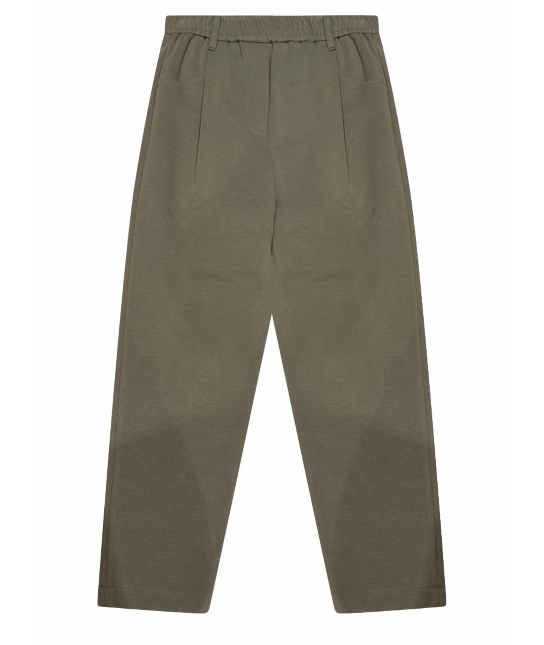 BRUNELLO CUCINELLI Хаки хлопко-эластановые брюки узкие, фото 1