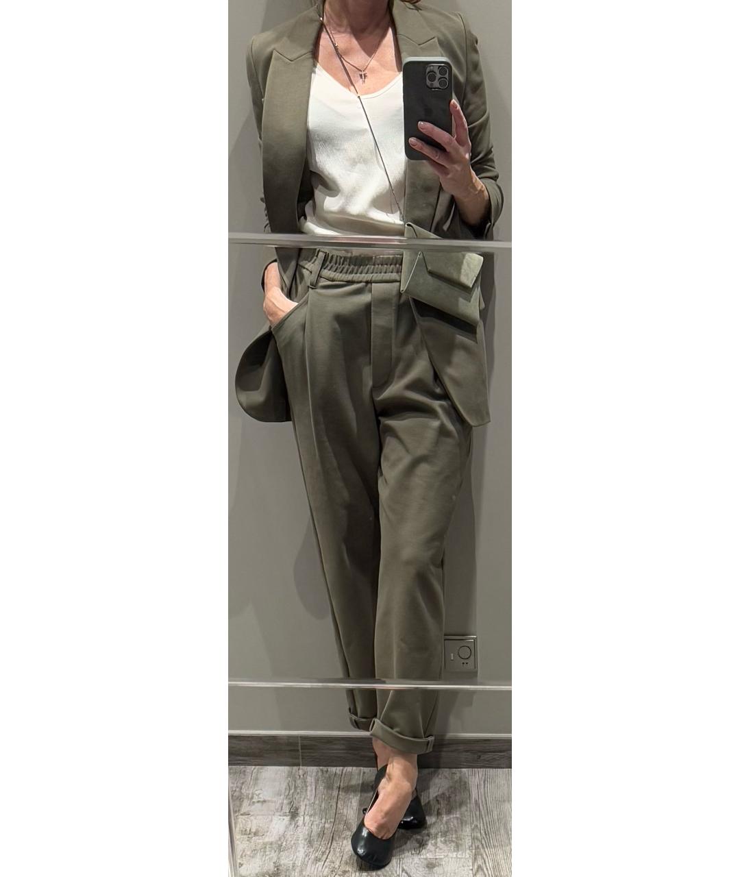 BRUNELLO CUCINELLI Хаки хлопко-эластановые брюки узкие, фото 5