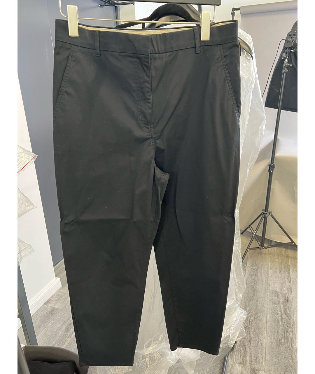 MAX MARA STUDIO Черные хлопковые брюки широкие, фото 5