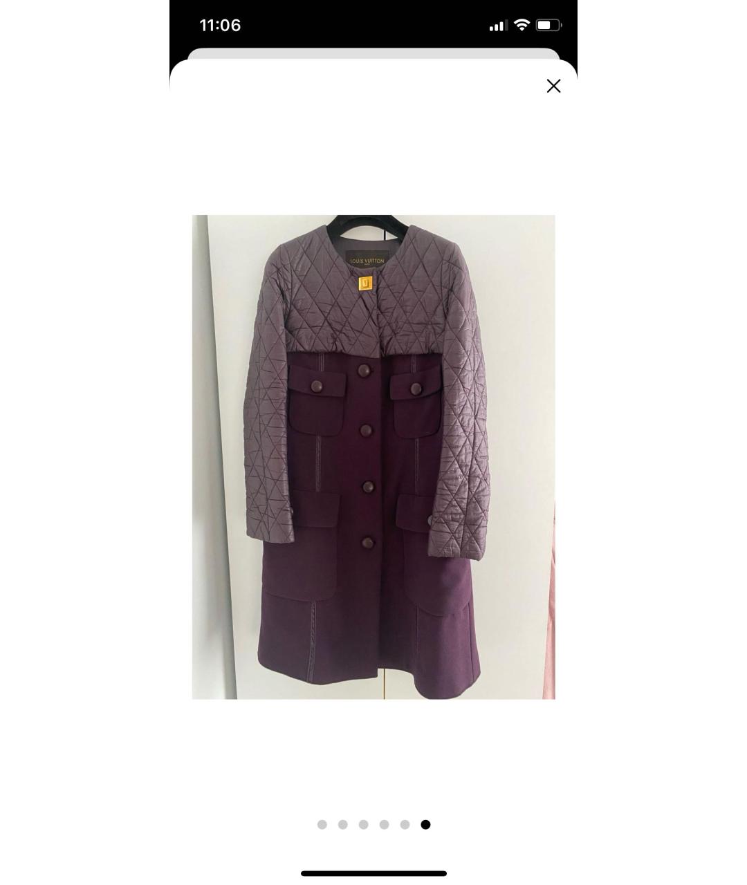 LOUIS VUITTON Фиолетовое креповое пальто, фото 5