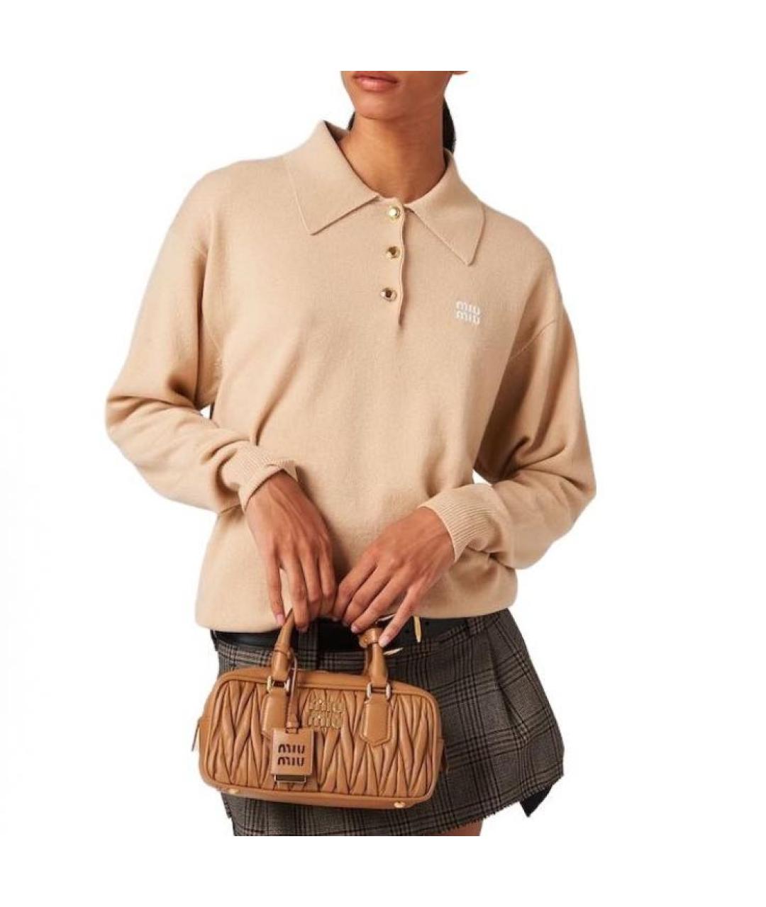 MIU MIU Бежевый кашемировый джемпер / свитер, фото 4