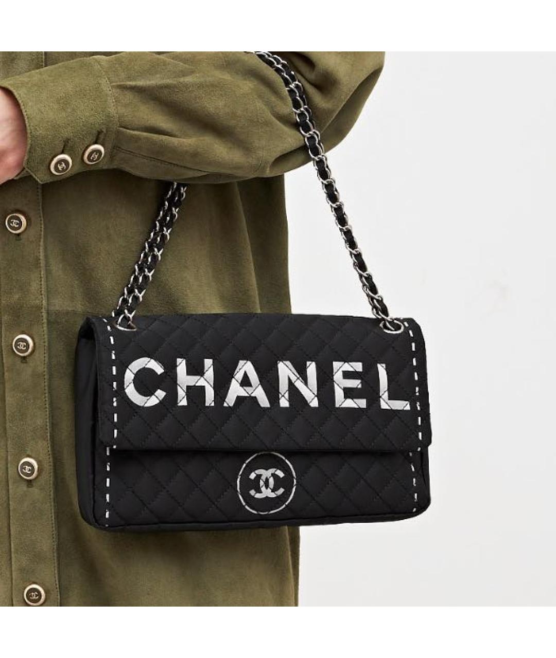 CHANEL Черная тканевая сумка через плечо, фото 2