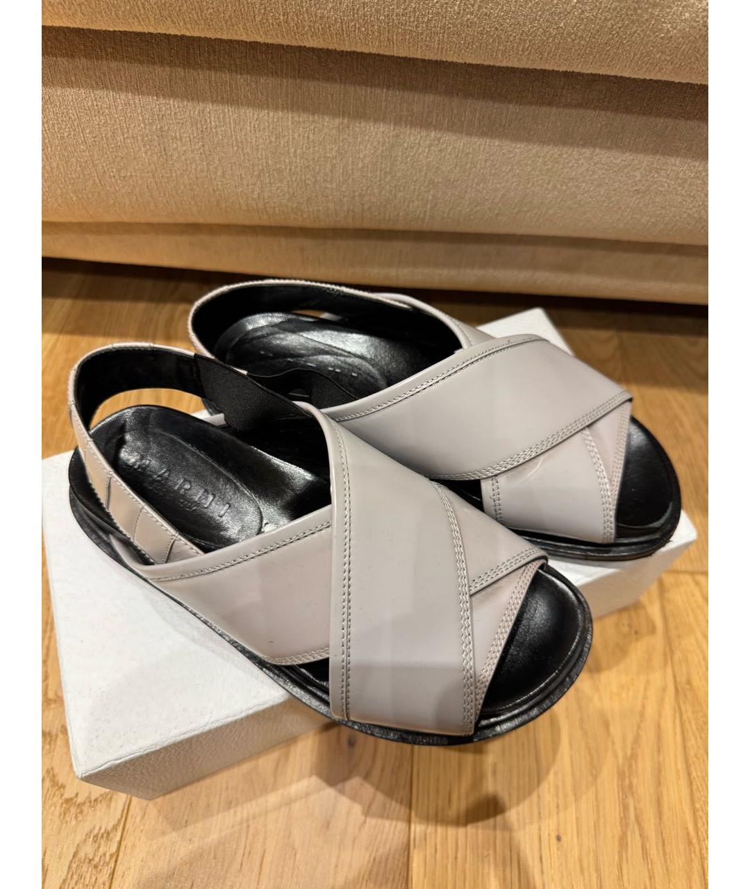 MARNI Голубые кожаные сандалии, фото 2