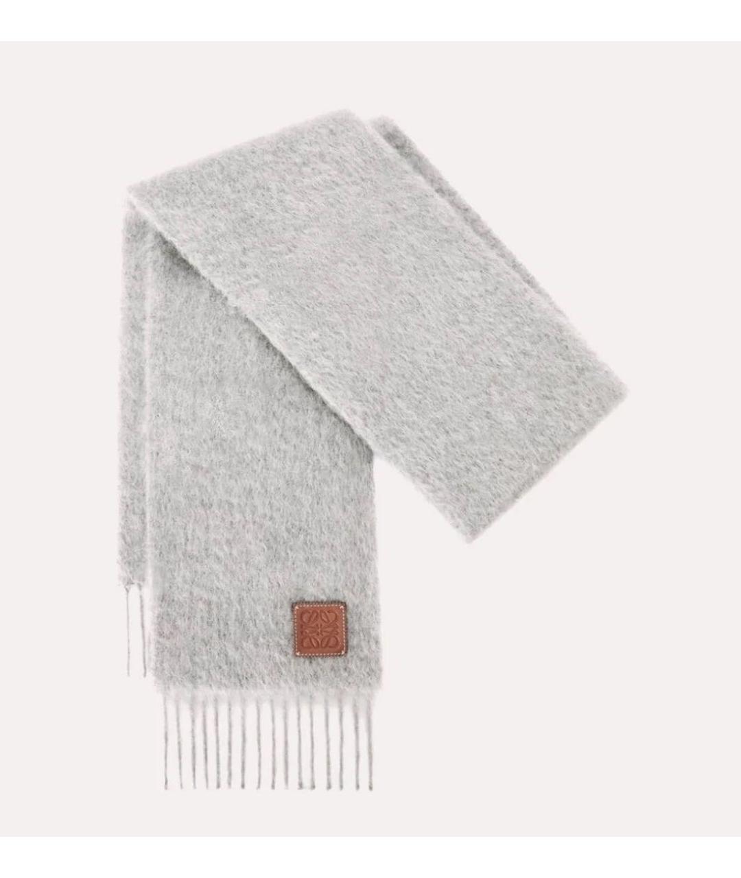 LOEWE Серый шерстяной шарф, фото 2