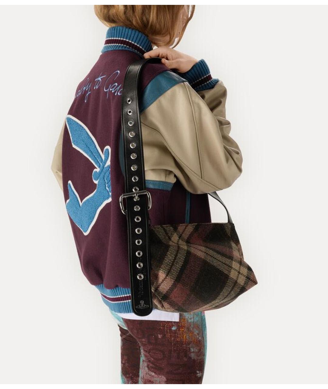 VIVIENNE WESTWOOD Бордовая тканевая сумка через плечо, фото 3