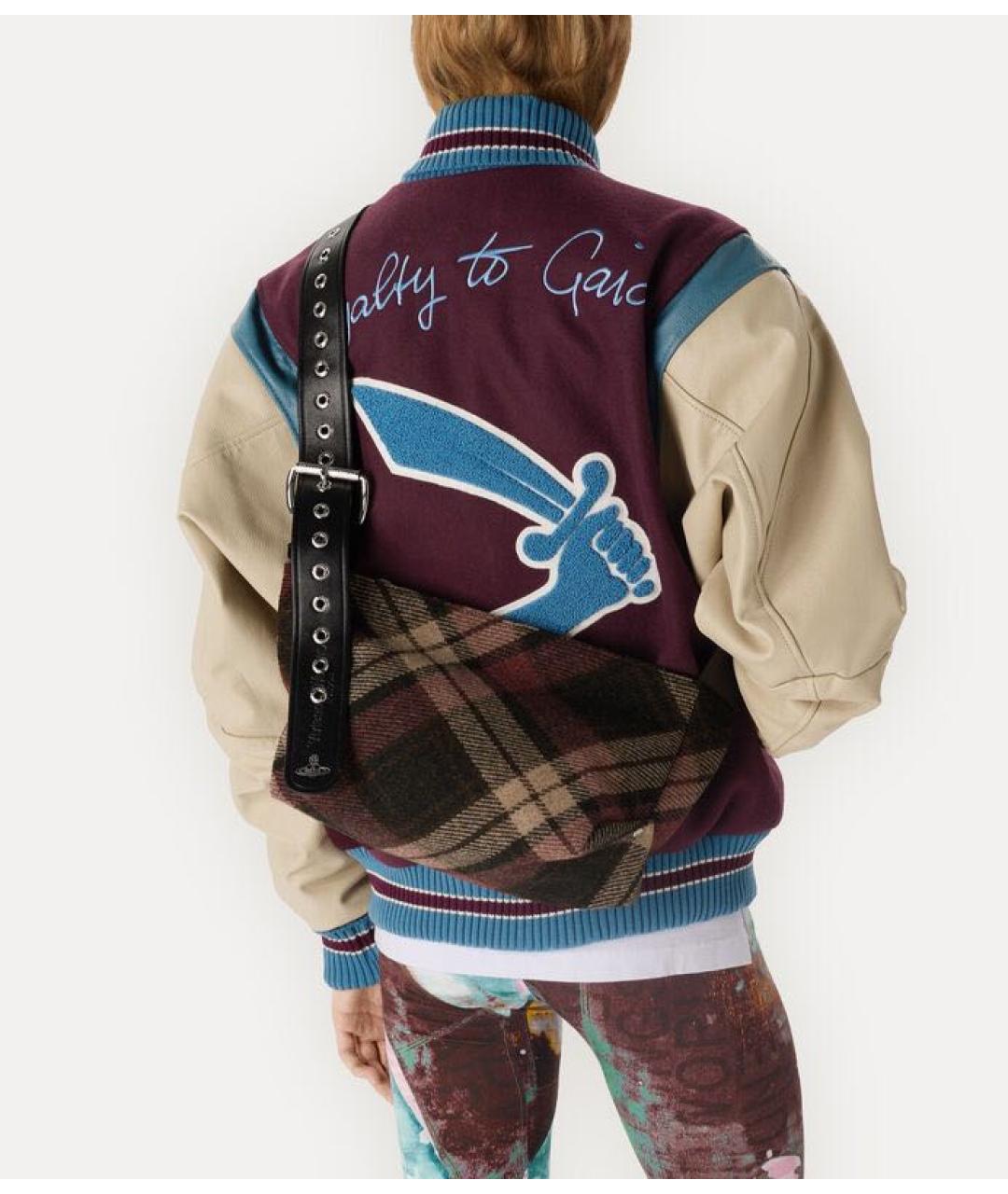 VIVIENNE WESTWOOD Бордовая тканевая сумка через плечо, фото 2