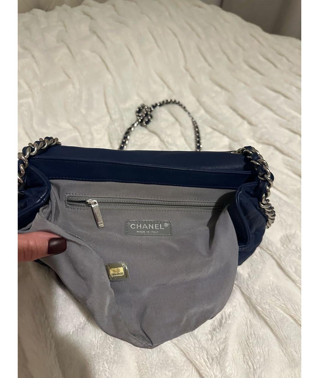 CHANEL Синяя кожаная сумка через плечо, фото 4