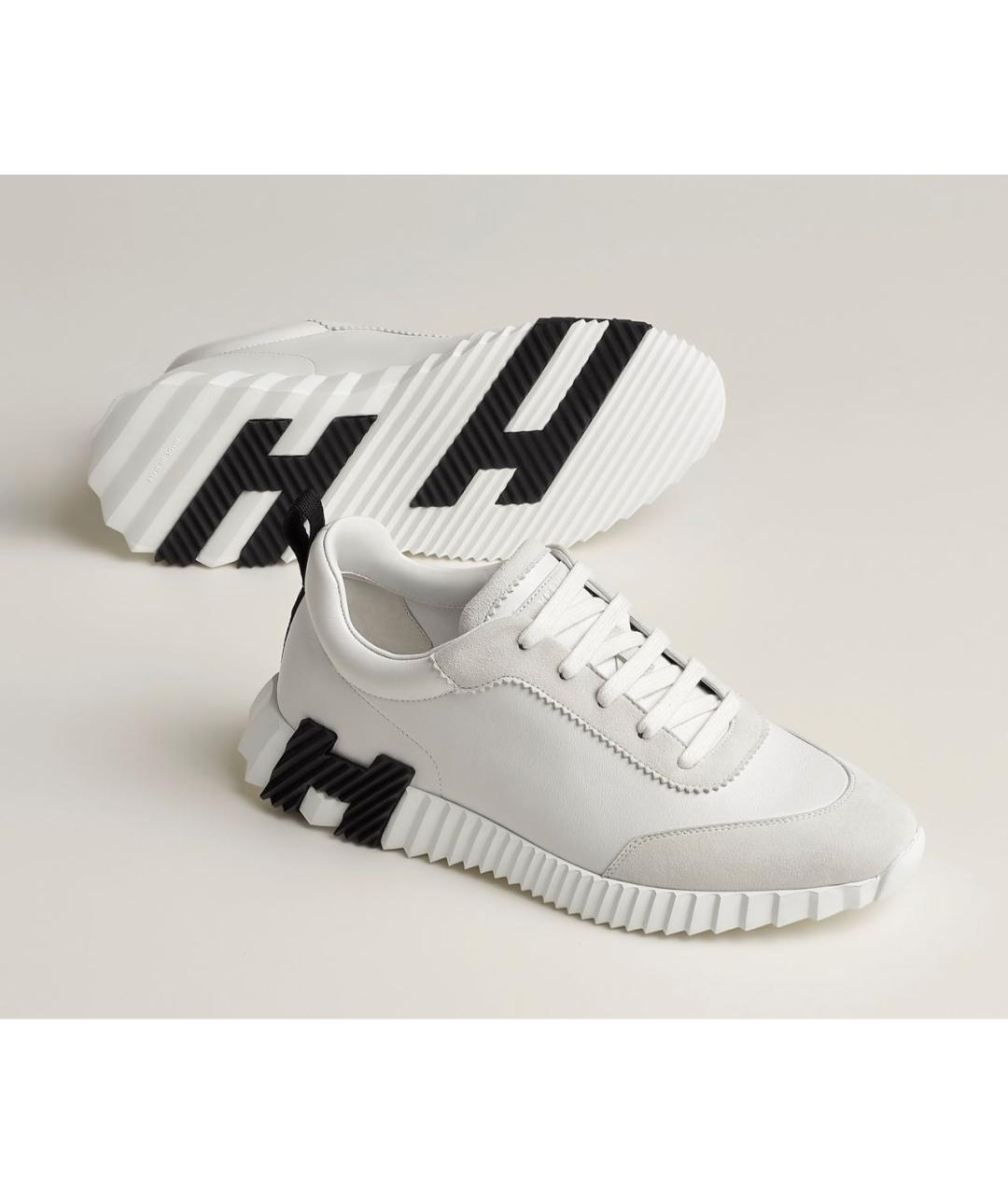 HERMES Белые кожаные низкие кроссовки / кеды, фото 2