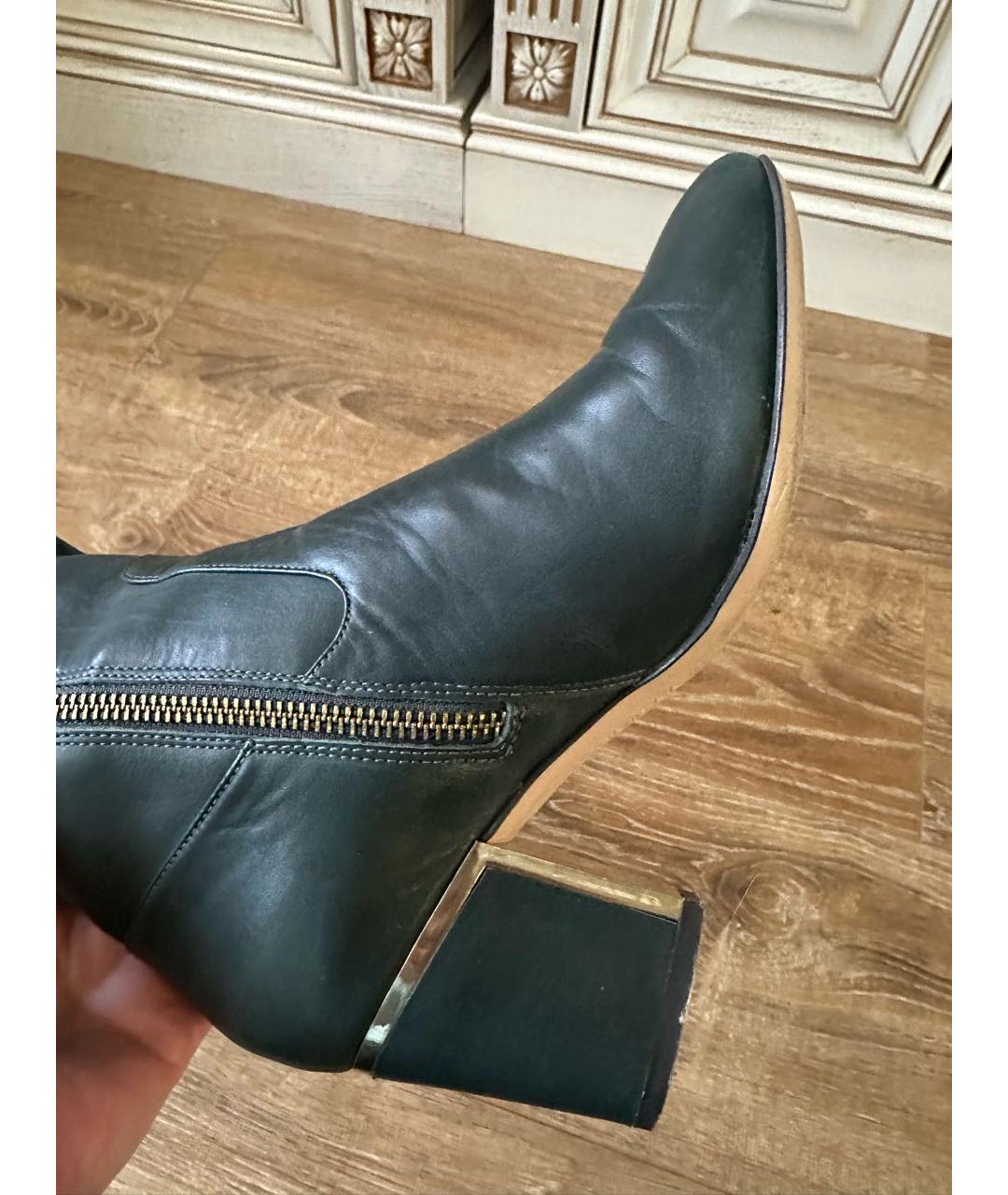 CALVIN KLEIN Зеленые кожаные сапоги, фото 3