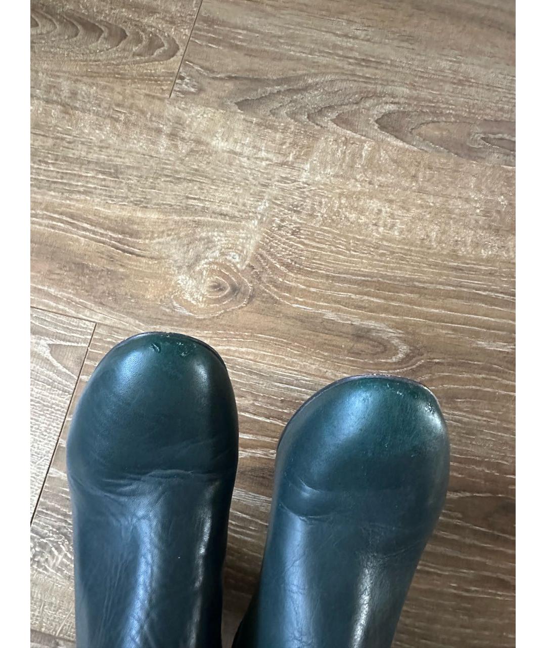 CALVIN KLEIN Зеленые кожаные сапоги, фото 7