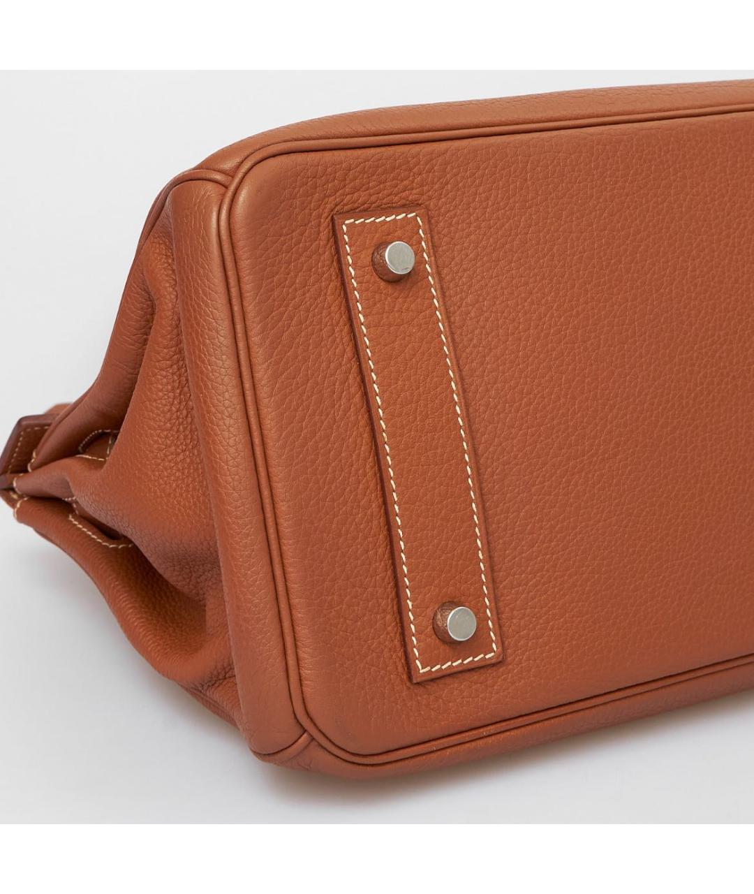 HERMES Коричневая кожаная сумка с короткими ручками, фото 6