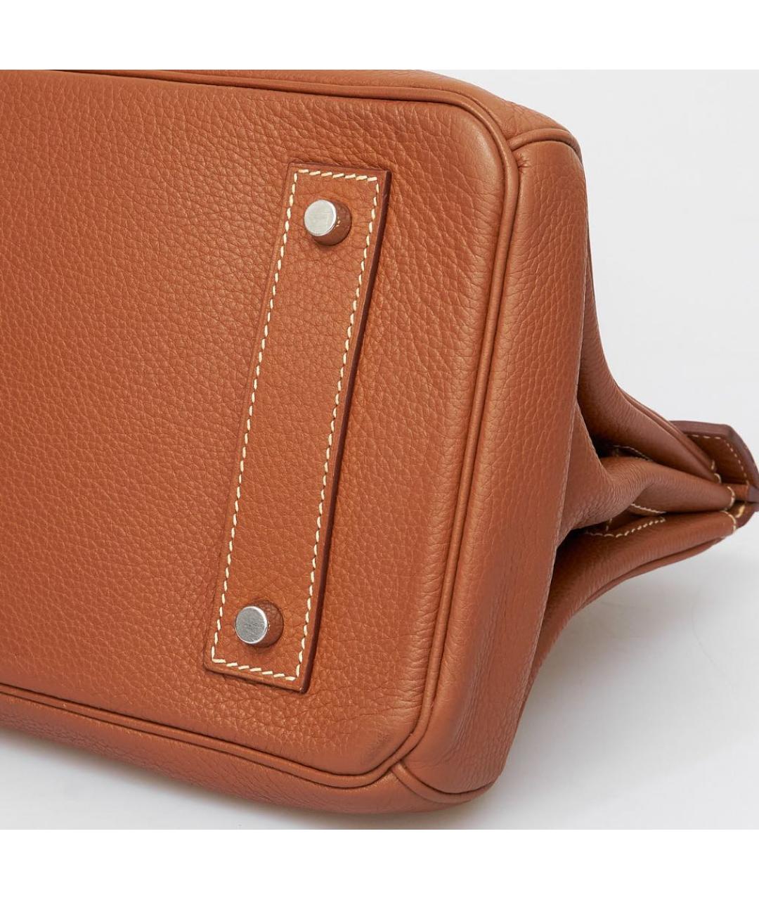 HERMES Коричневая кожаная сумка с короткими ручками, фото 7