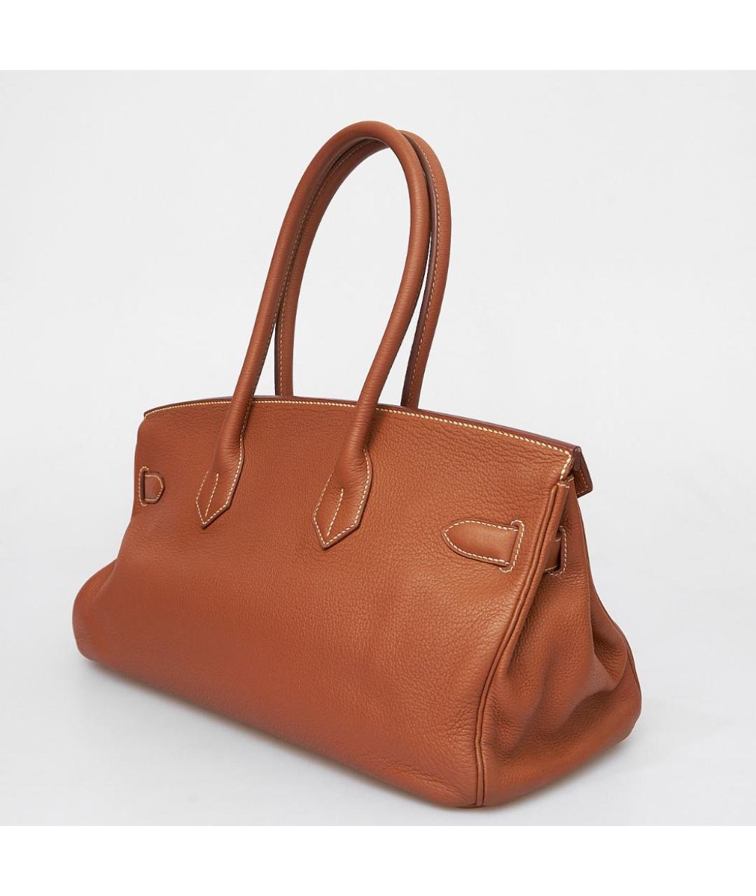 HERMES Коричневая кожаная сумка с короткими ручками, фото 2