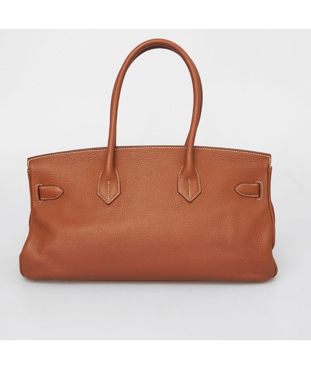 HERMES Коричневая кожаная сумка с короткими ручками, фото 3