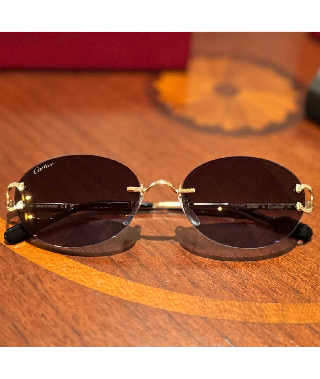 CARTIER Золотые металлические солнцезащитные очки, фото 4