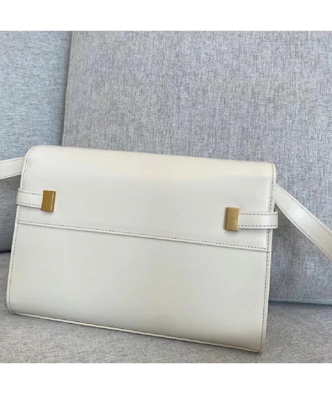 SAINT LAURENT Белая кожаная сумка через плечо, фото 4