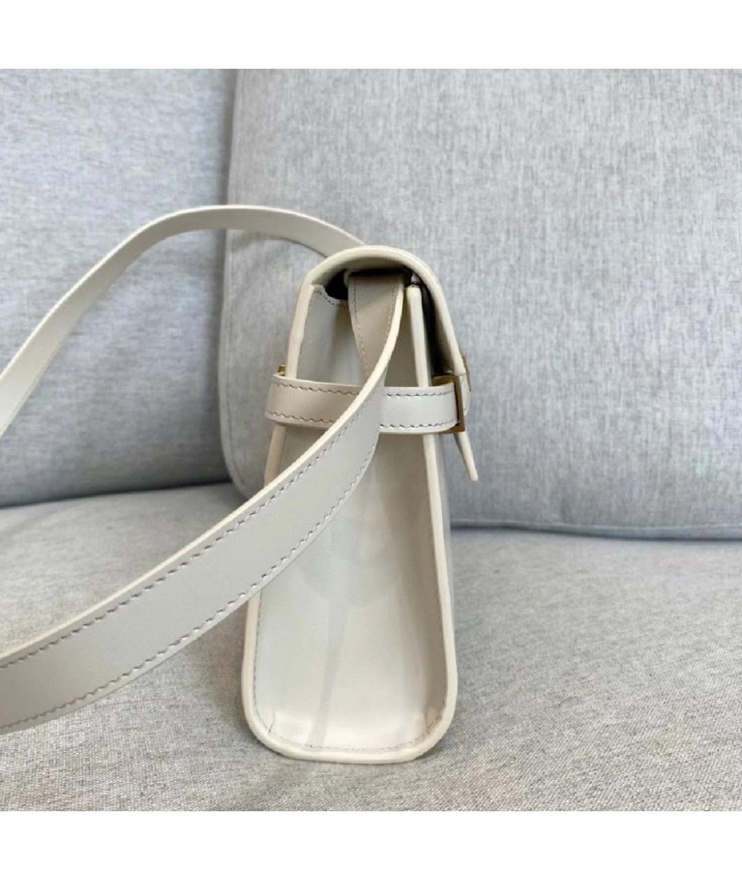SAINT LAURENT Белая кожаная сумка через плечо, фото 3
