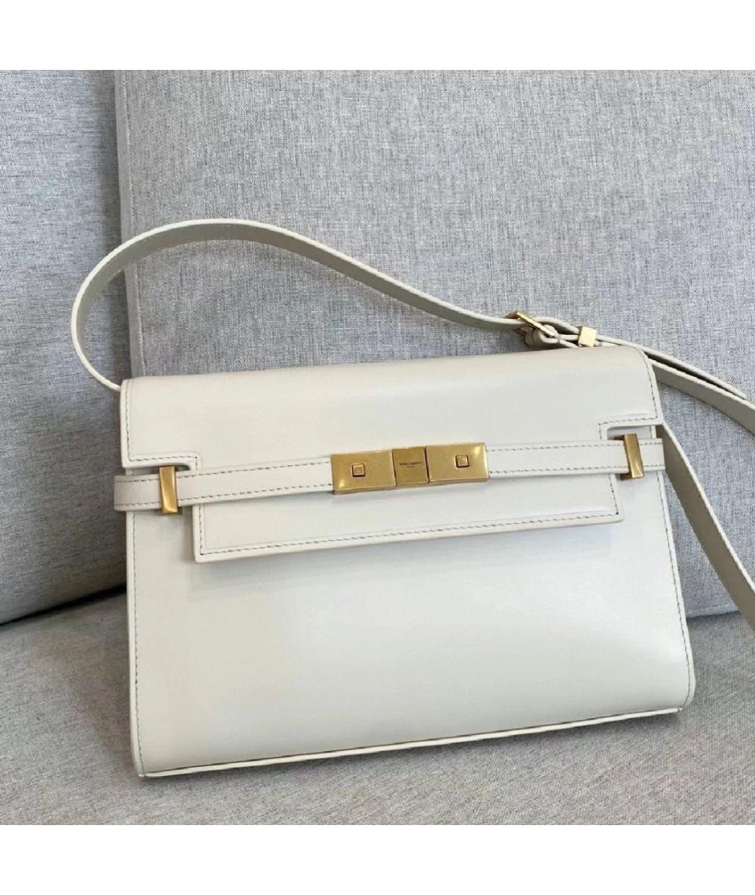 SAINT LAURENT Белая кожаная сумка через плечо, фото 2