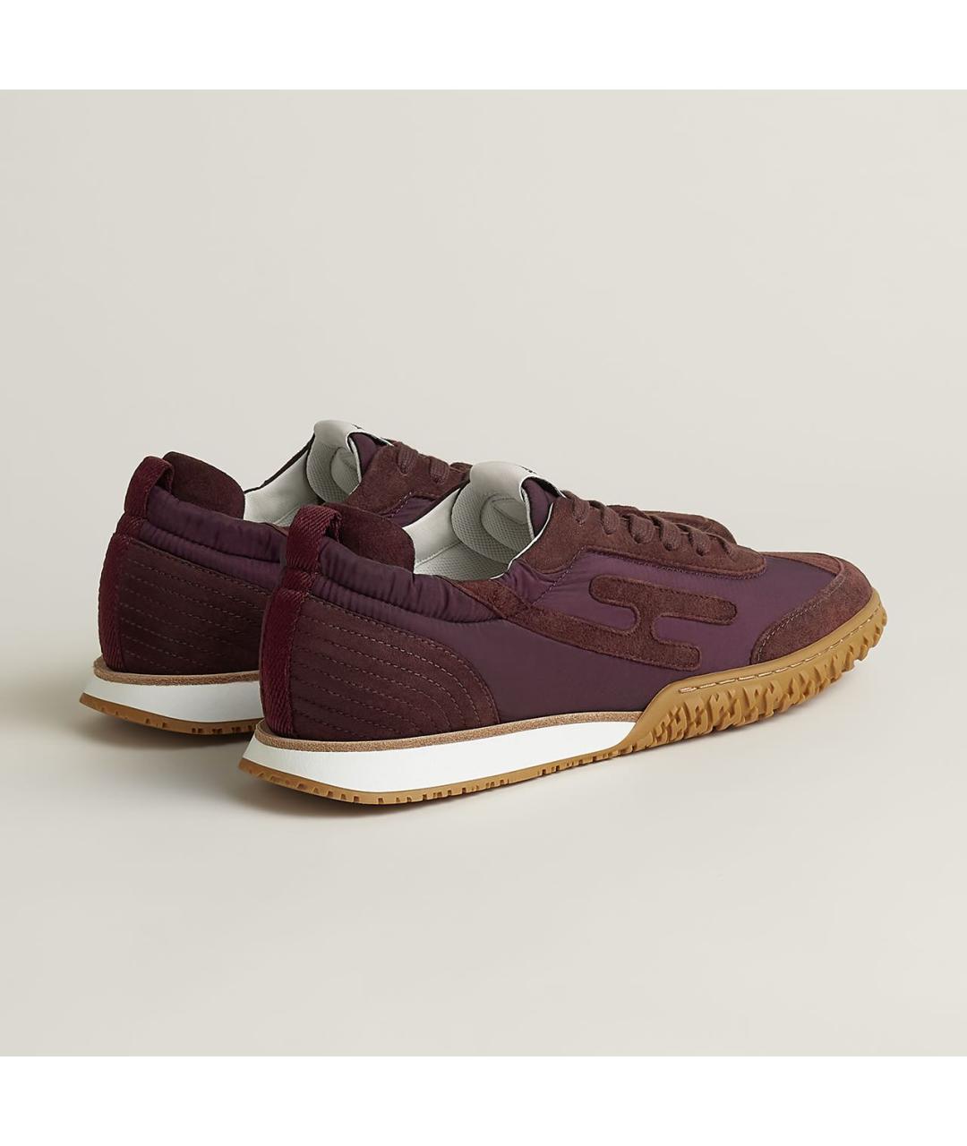 HERMES Бордовые замшевые кроссовки, фото 4