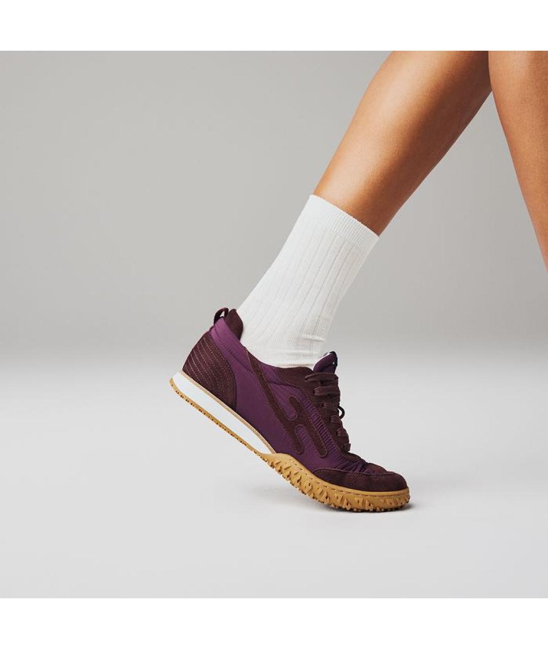 HERMES Бордовые замшевые кроссовки, фото 3