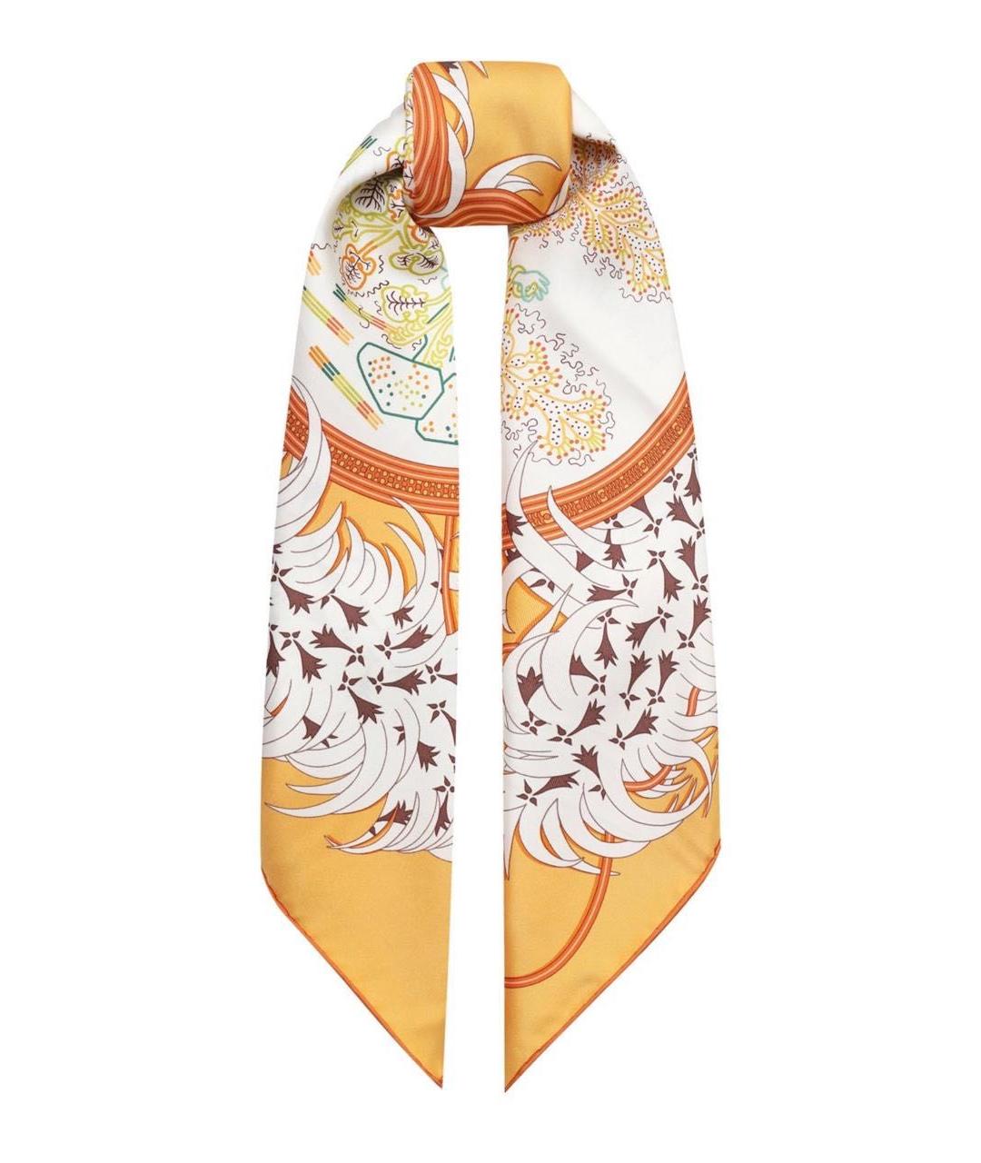 HERMES Оранжевый шелковый платок, фото 2