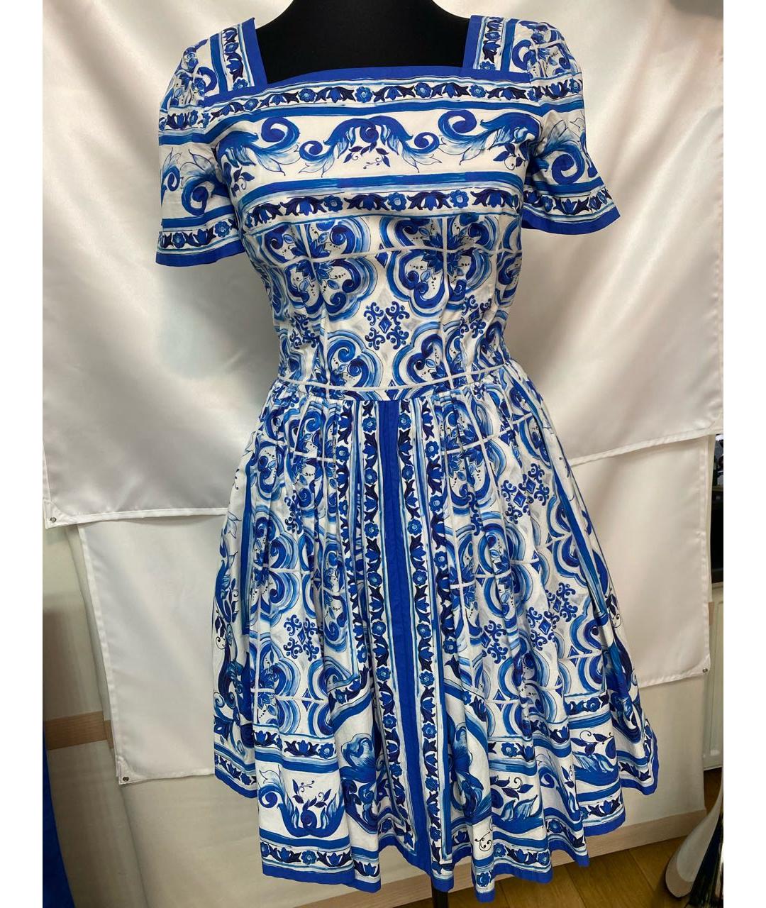 DOLCE&GABBANA Синее хлопковое повседневное платье, фото 7