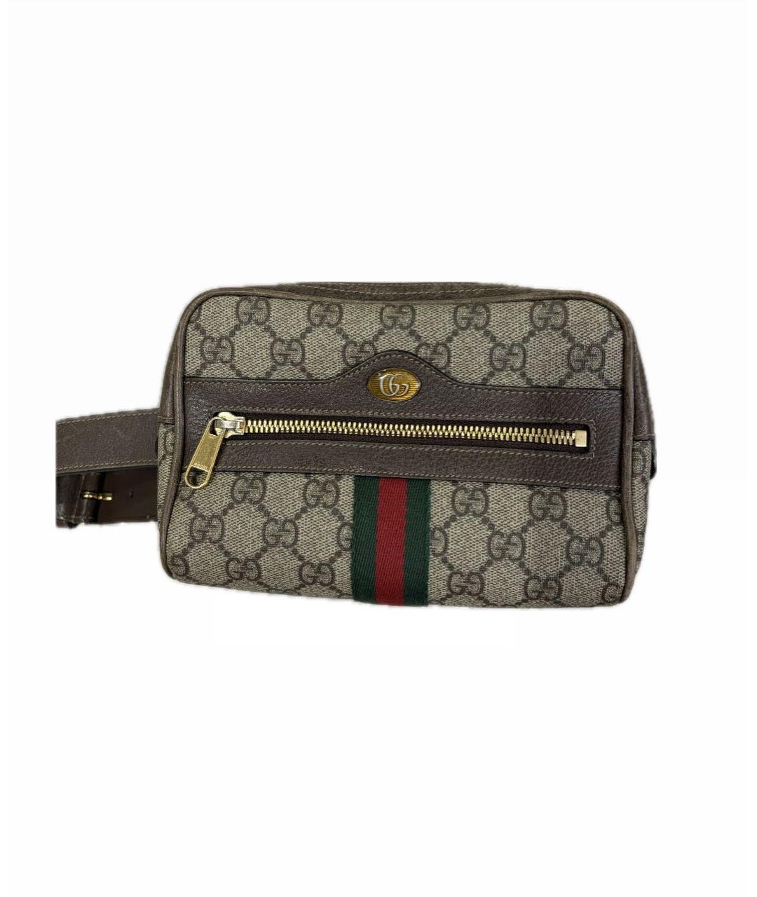 GUCCI Серая кожаная поясная сумка, фото 1