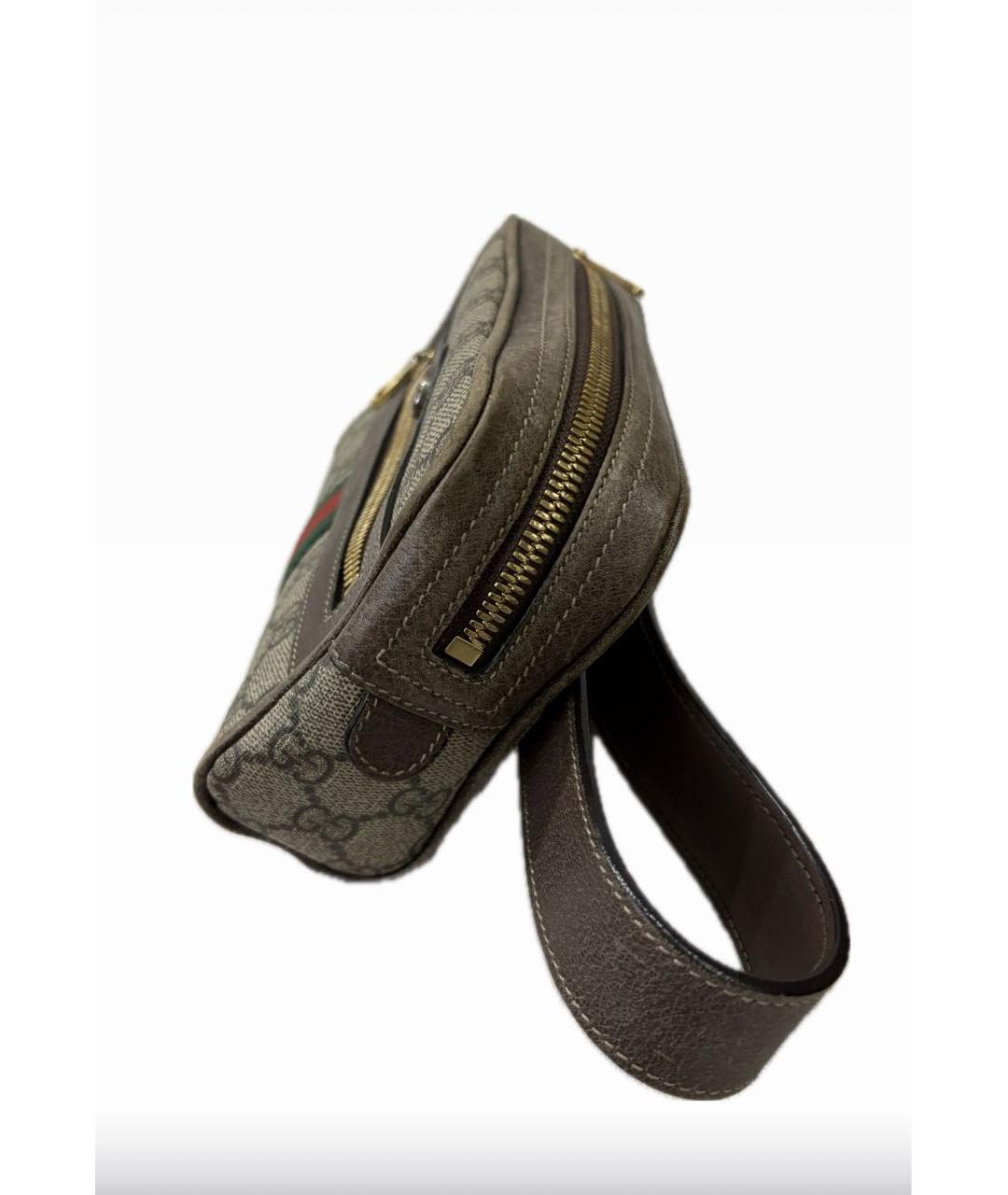 GUCCI Серая кожаная поясная сумка, фото 3