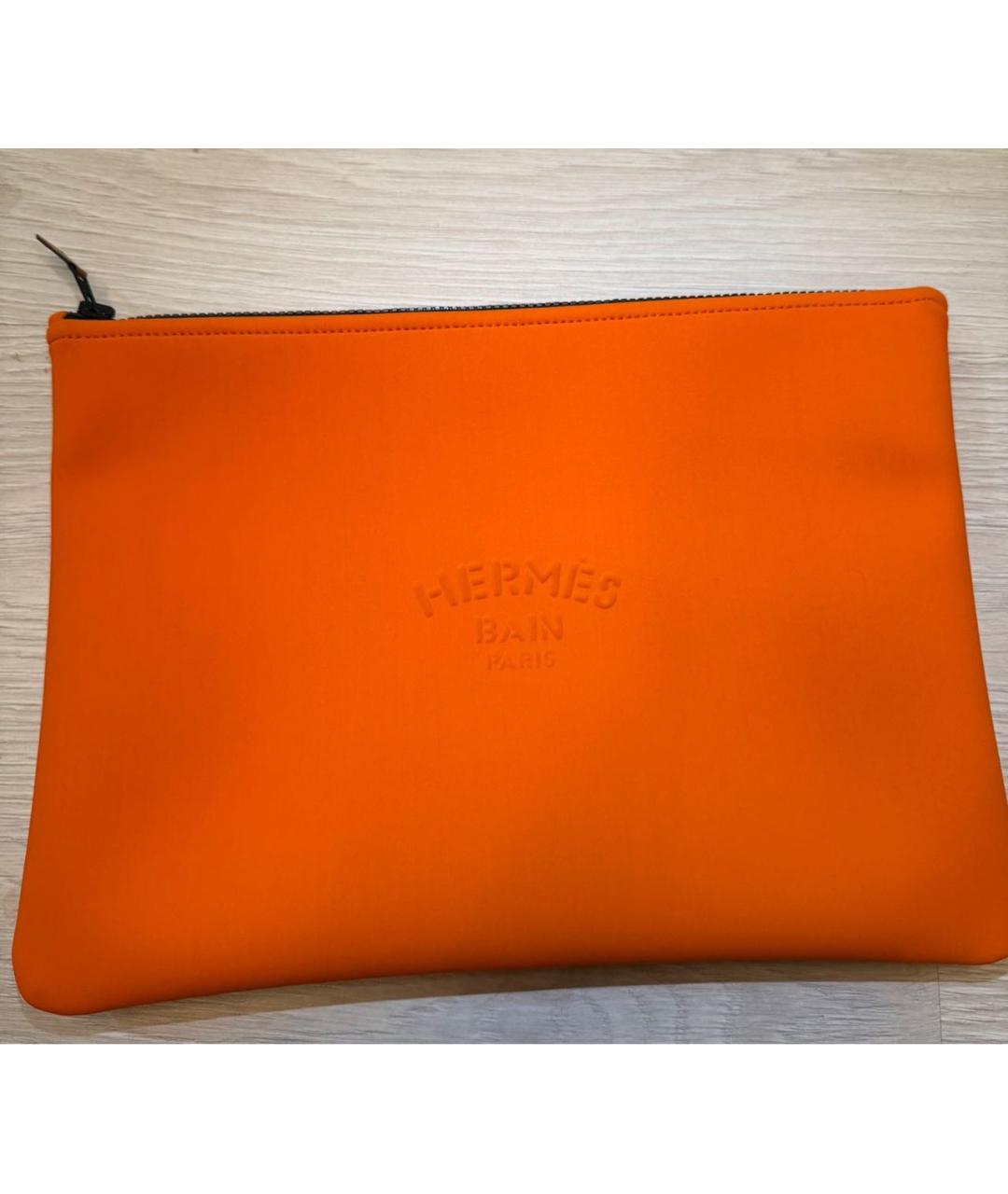 HERMES Оранжевая косметичка, фото 3