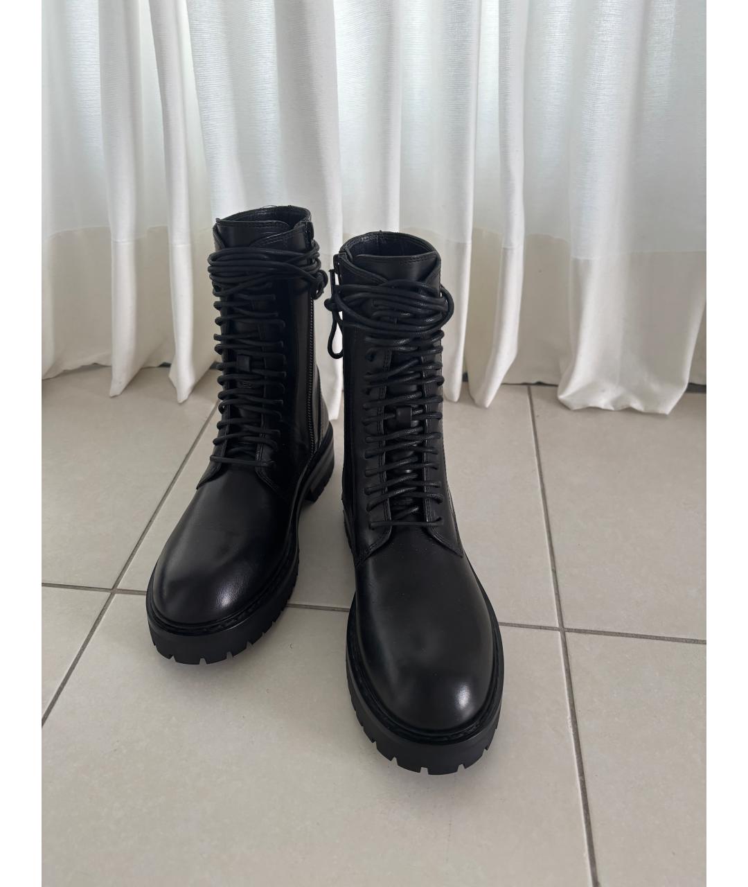 ANN DEMEULEMEESTER Черные кожаные ботинки, фото 6