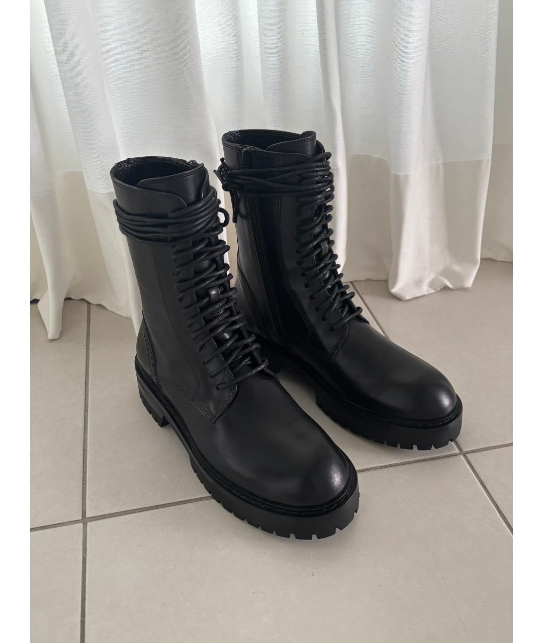 ANN DEMEULEMEESTER Черные кожаные ботинки, фото 2