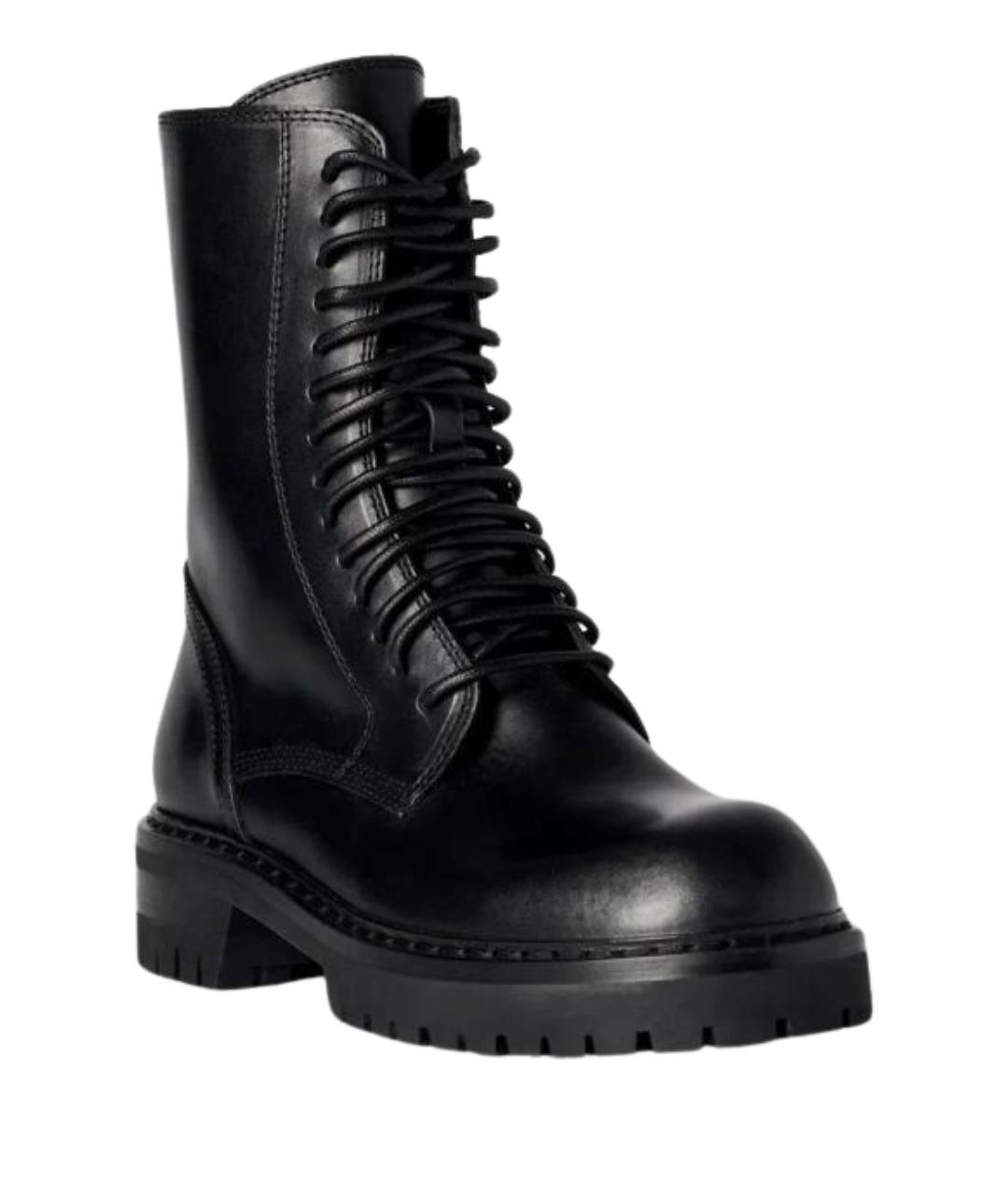 ANN DEMEULEMEESTER Черные кожаные ботинки, фото 1