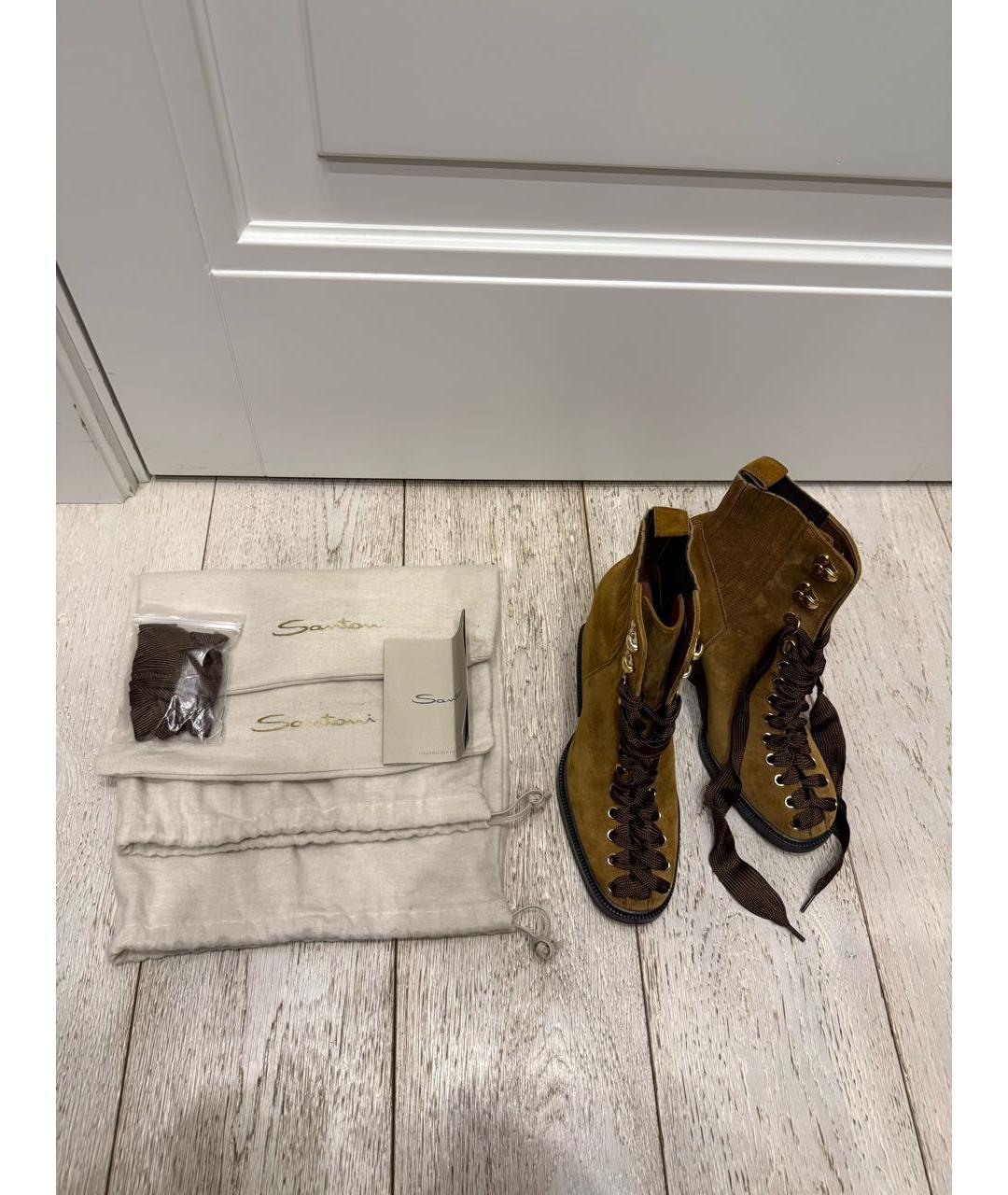 SANTONI Коричневые замшевые ботильоны, фото 6