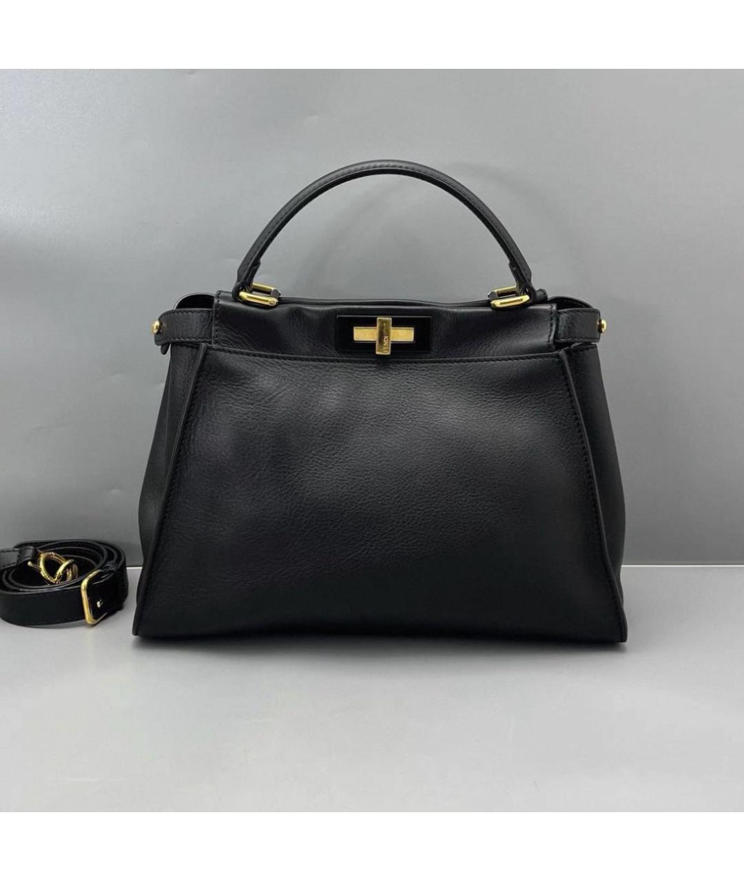 FENDI Черная кожаная сумка через плечо, фото 2