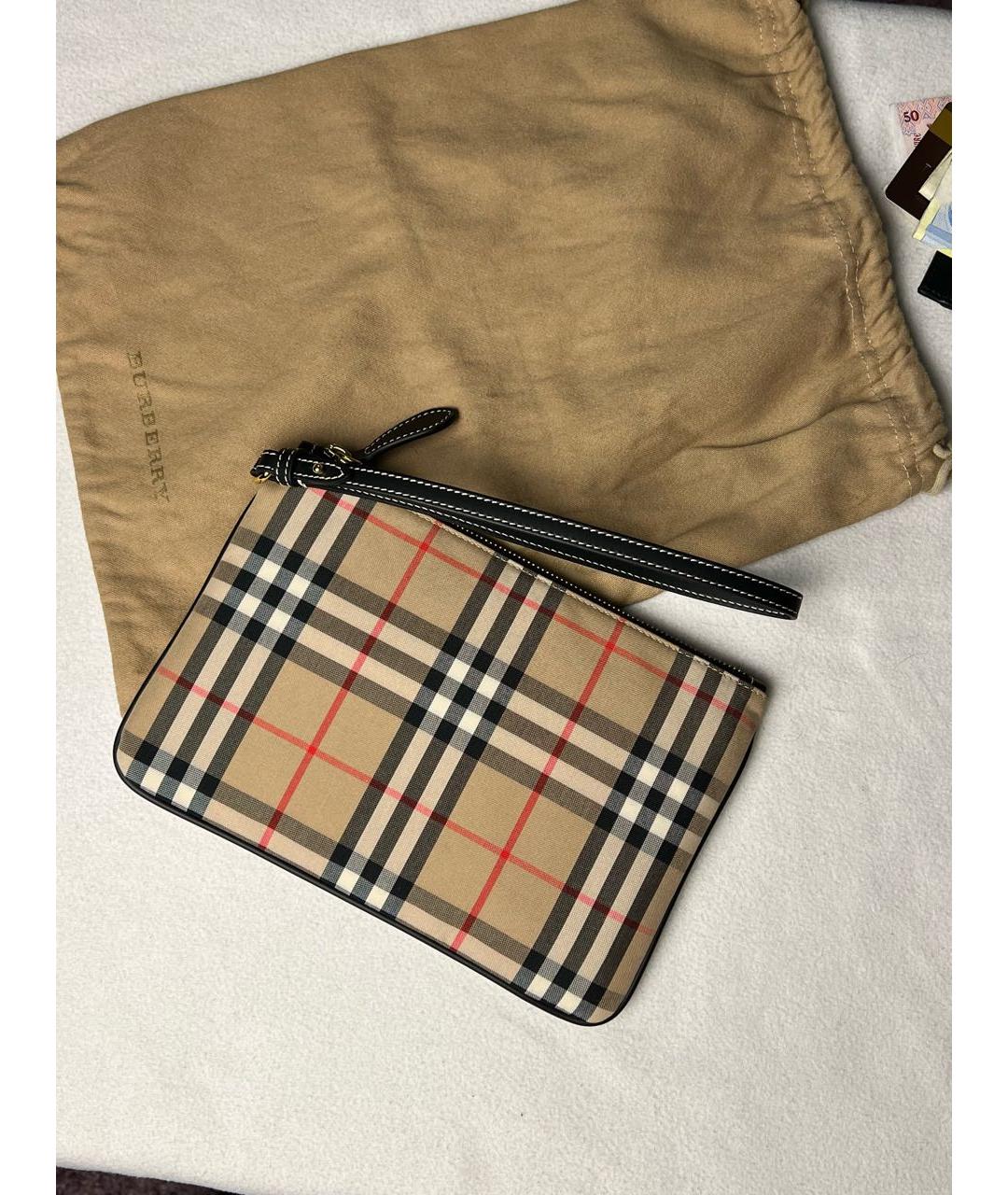 BURBERRY Бежевая тканевая косметичка, фото 7