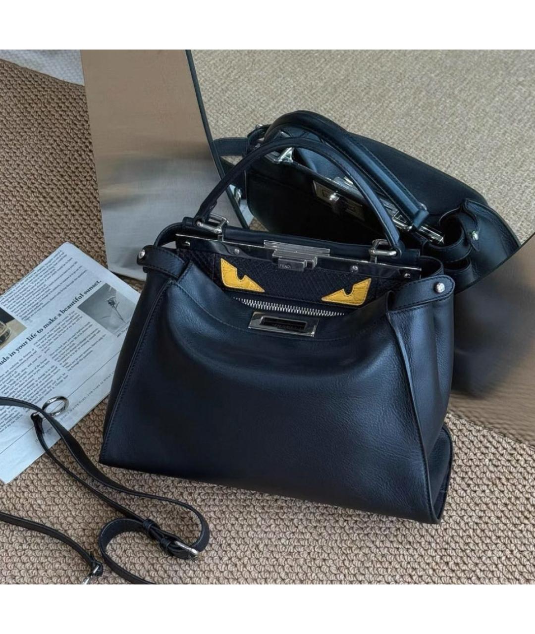 FENDI Черная кожаная сумка через плечо, фото 5