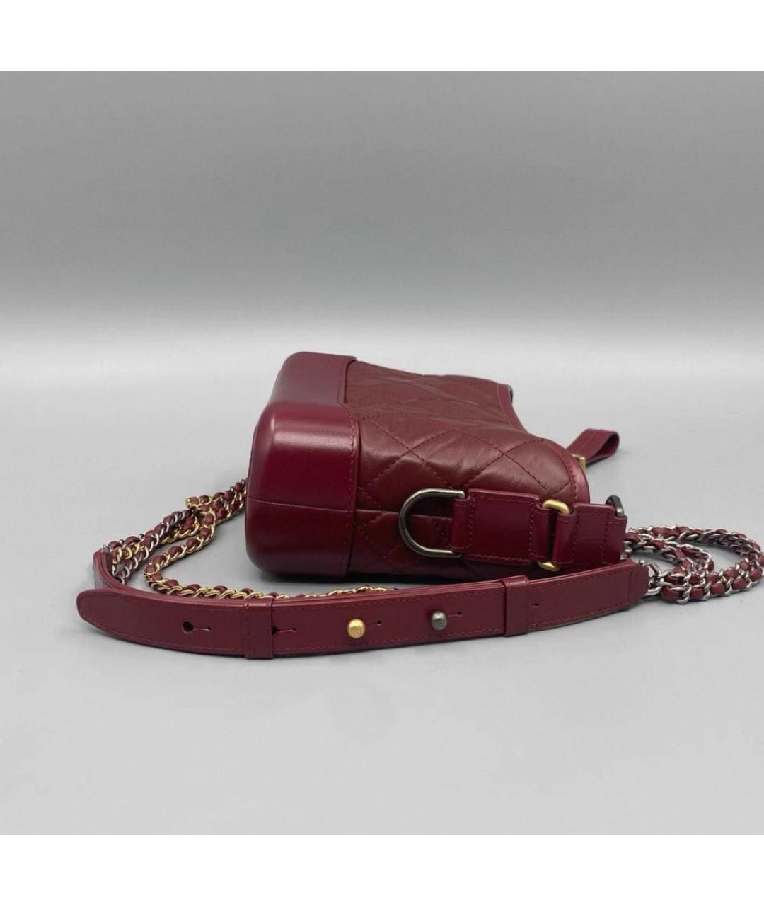CHANEL Бордовая кожаная сумка через плечо, фото 5