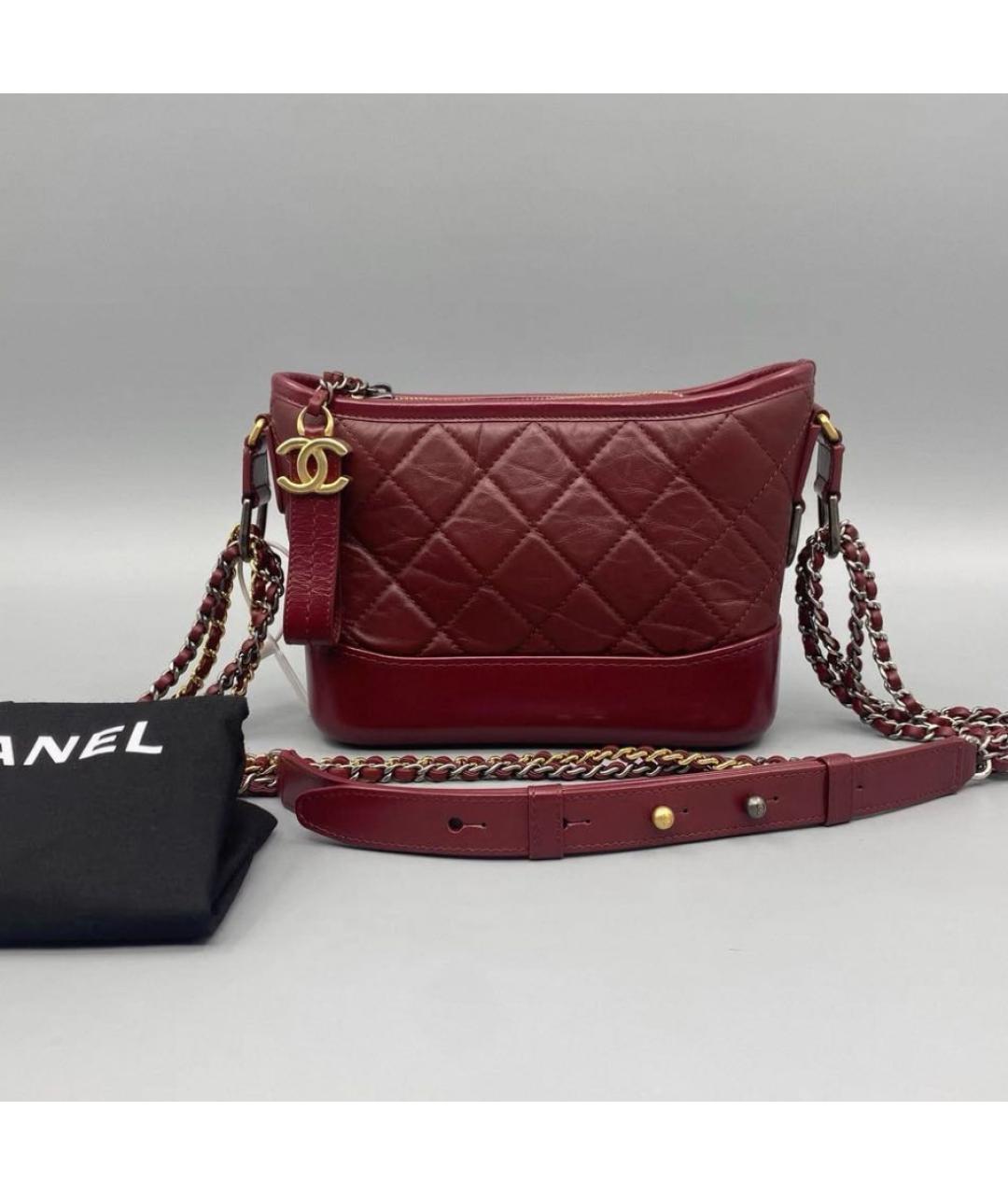 CHANEL Бордовая кожаная сумка через плечо, фото 2
