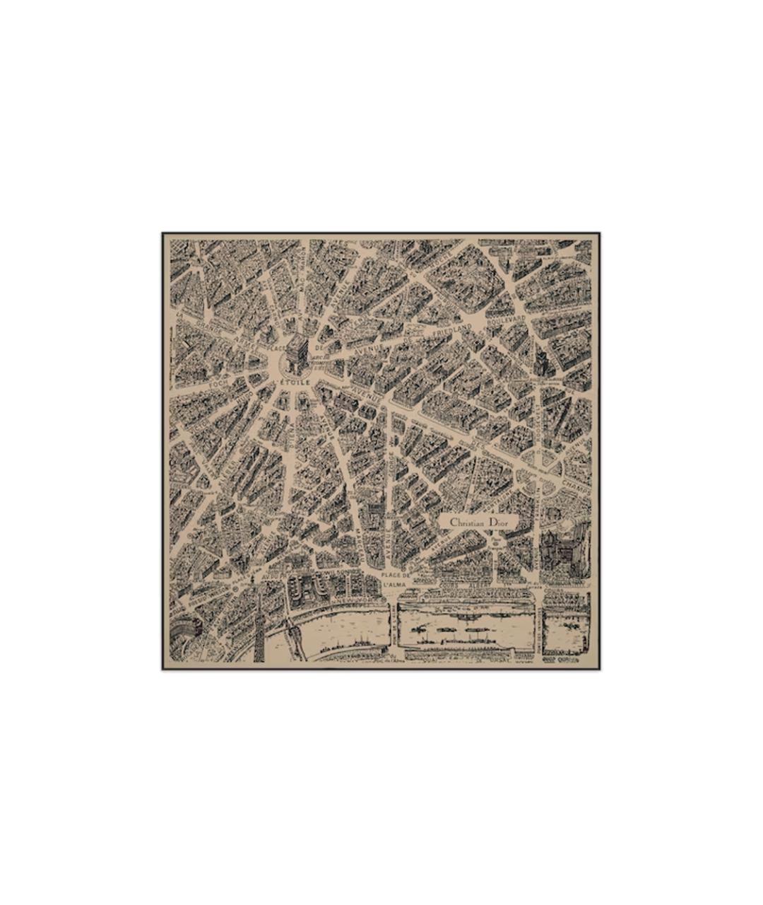 CHRISTIAN DIOR Бежевый шелковый шарф, фото 1