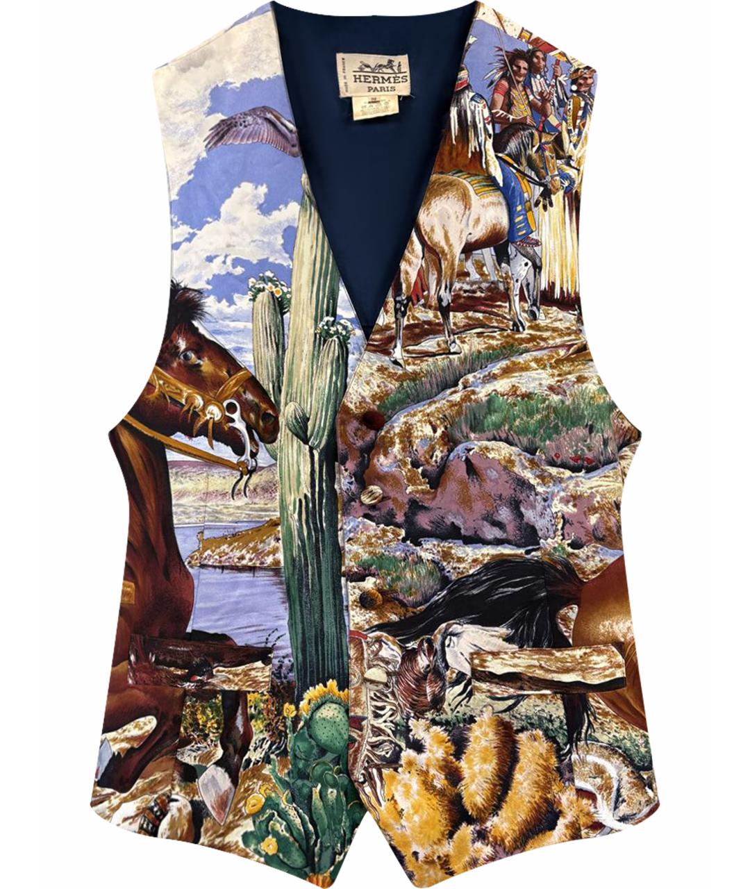 HERMES Мульти шелковый жилет, фото 1