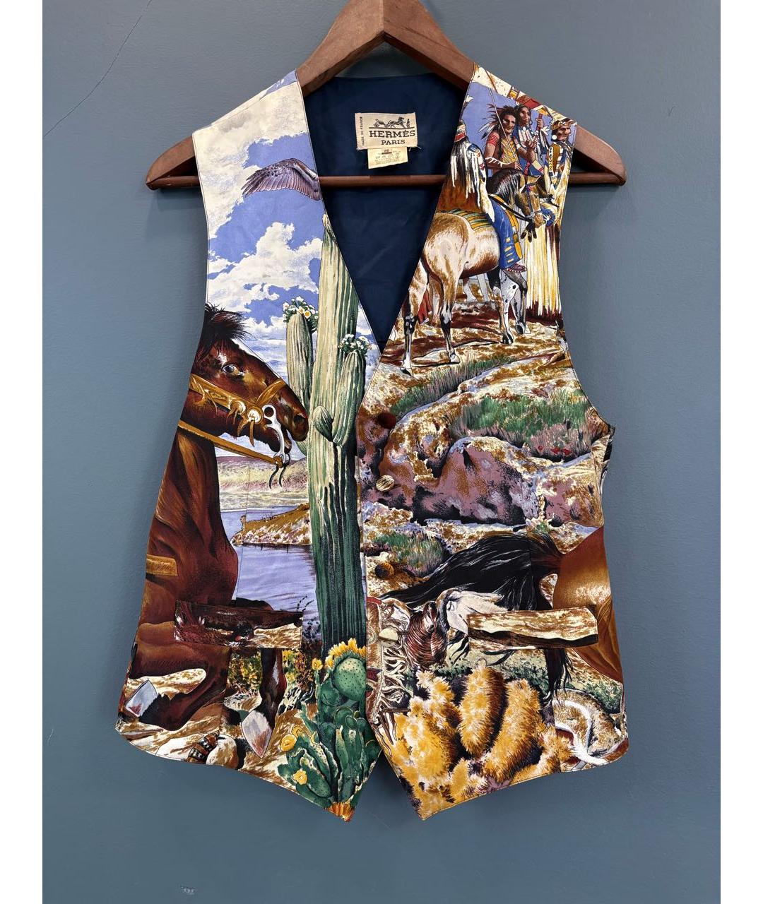 HERMES Мульти шелковый жилет, фото 8