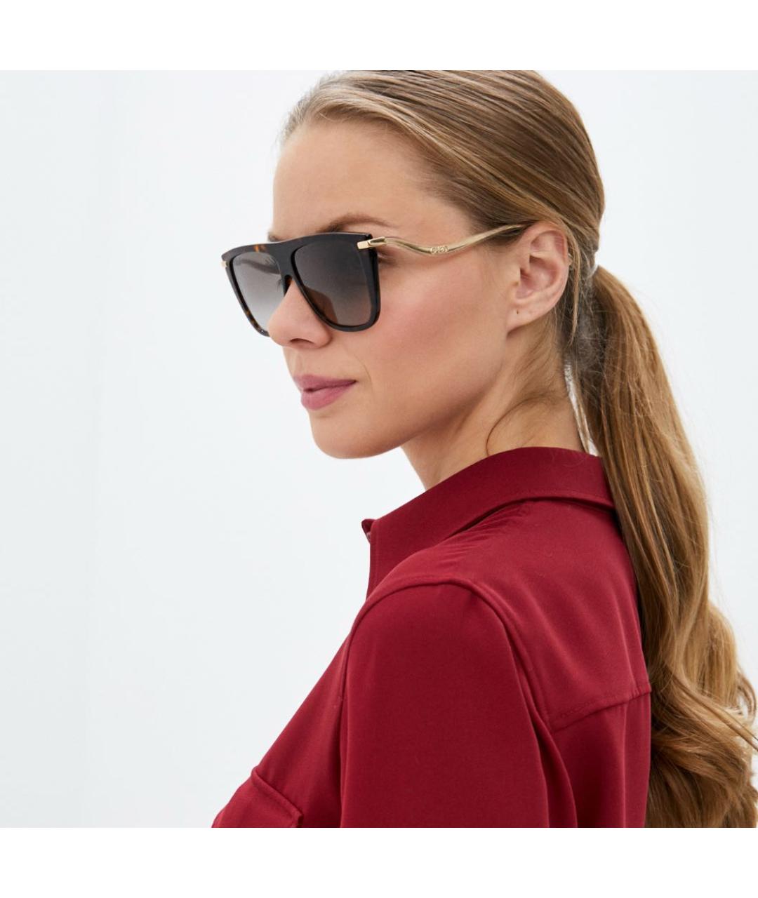 JIMMY CHOO Коричневые пластиковые солнцезащитные очки, фото 2