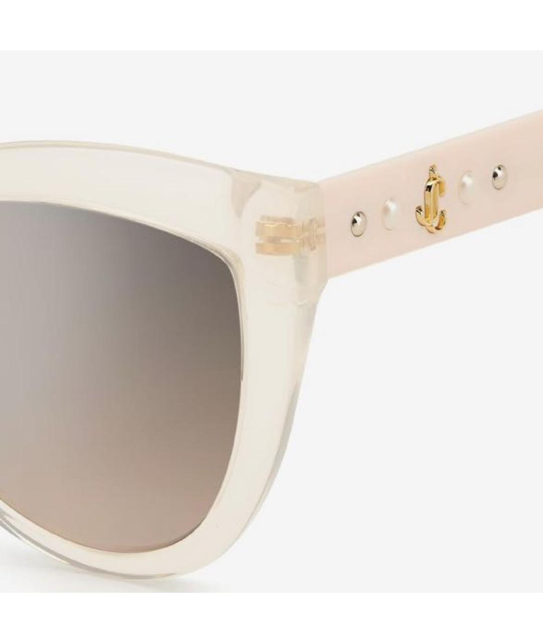 JIMMY CHOO Бежевые пластиковые солнцезащитные очки, фото 3