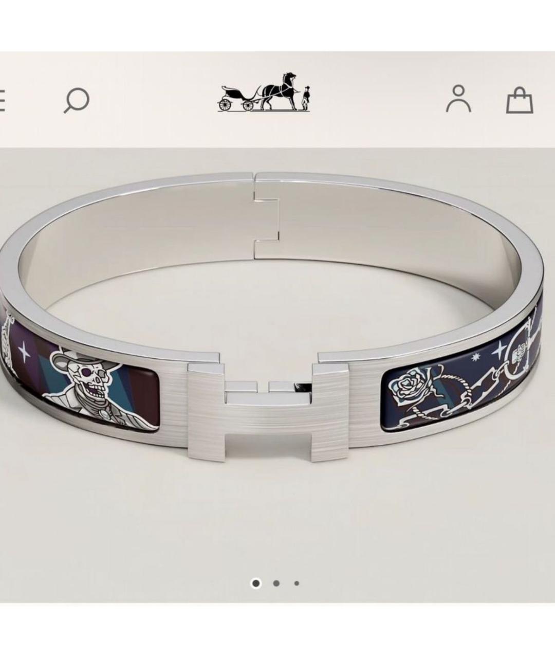 HERMES Темно-синий металлический браслет, фото 3