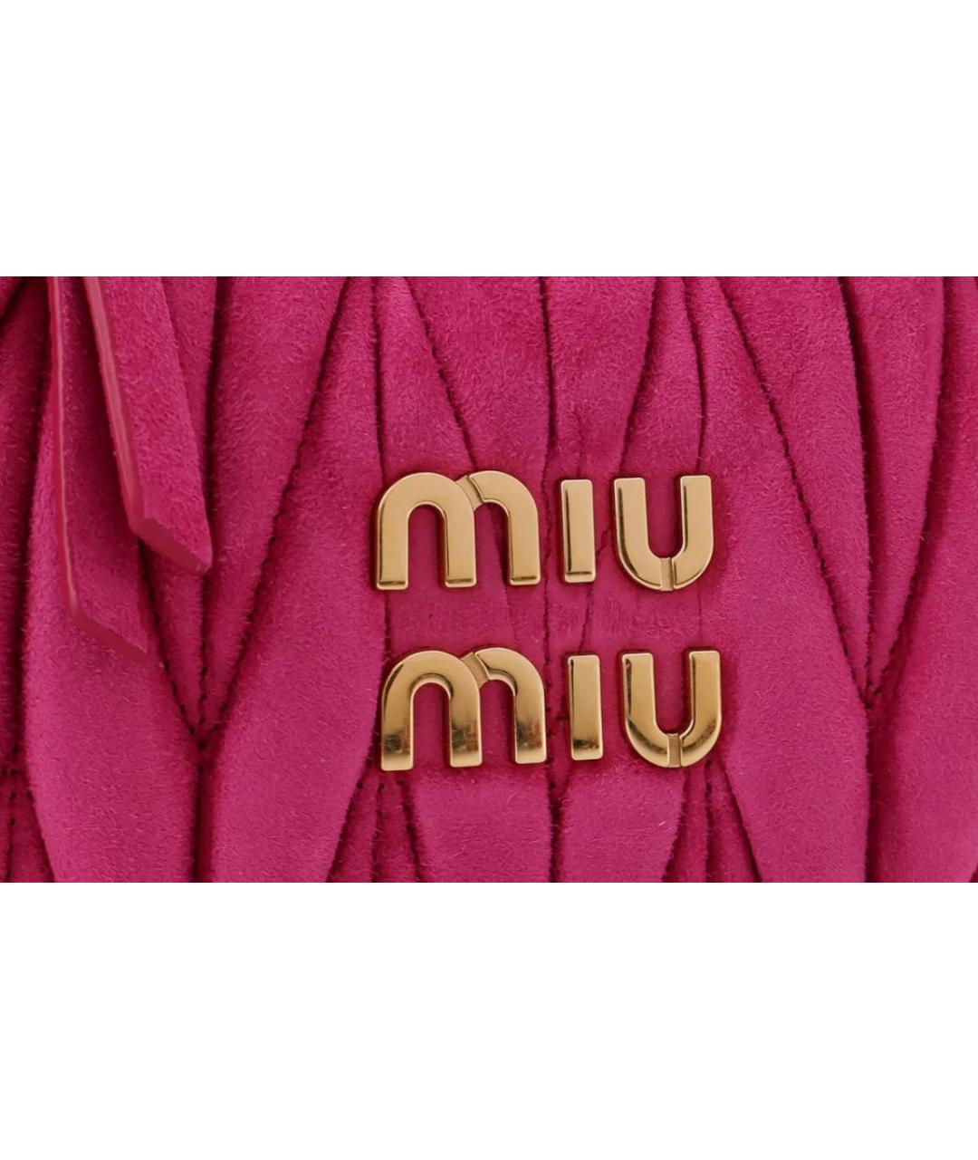 MIU MIU Розовая замшевая сумка с короткими ручками, фото 3