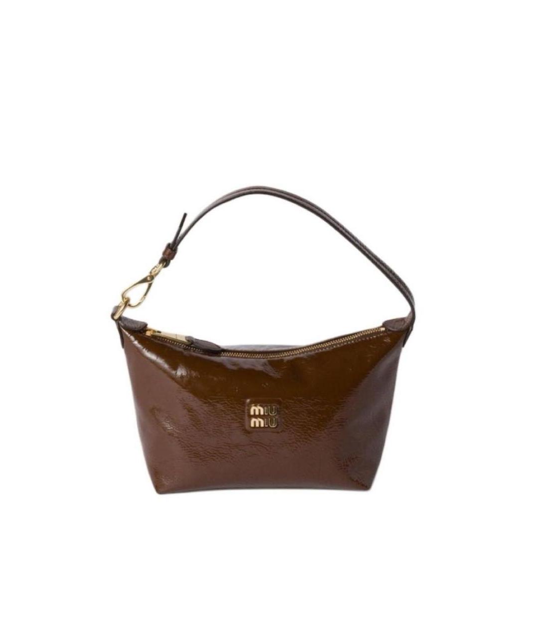 MIU MIU Коричневая кожаная сумка с короткими ручками, фото 1
