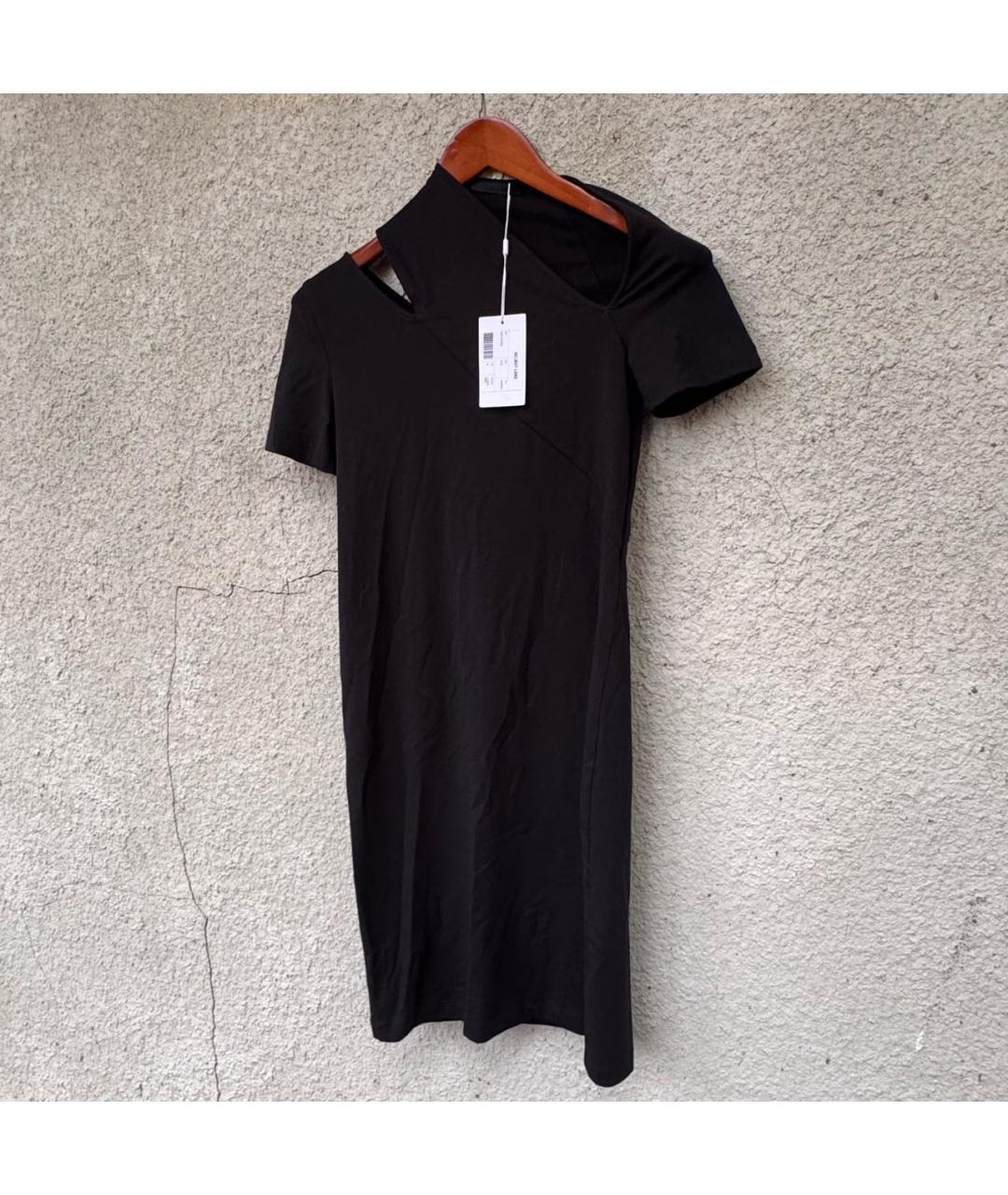 HELMUT LANG Черное хлопковое повседневное платье, фото 2