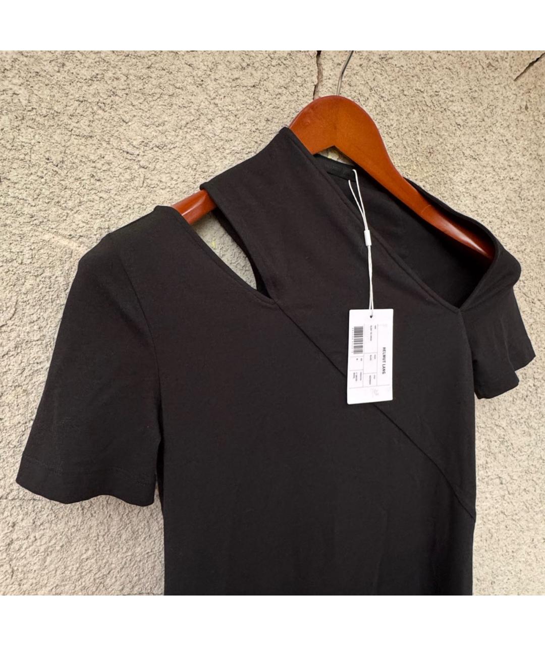 HELMUT LANG Черное хлопковое повседневное платье, фото 4