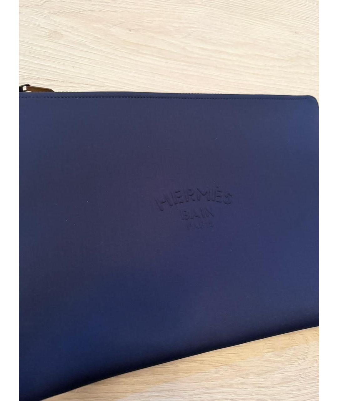 HERMES Темно-синяя тканевая косметичка, фото 2