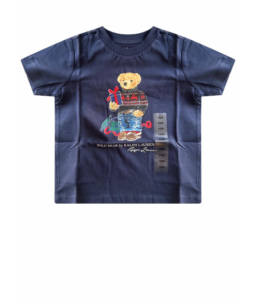 POLO RALPH LAUREN Темно-синяя хлопковая детская футболка, фото 1
